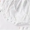 Car Dvr Tute 024M Born Baby Girl Manica corta Pagliaccetto Bianco Solid Hole Floral Jumsuit Per Cute Toddler Girls Drop Delivery Bambini Ma Dh6Nc