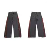 Men's Jeans Hip Hop Men Ribbon Double Zipper Edge Baggy Pants Harajuku Streetwear Wide Leg Loose Harem Denim Trousers For Man Y2K