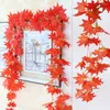 Decorative Flowers 1Pc 240Cm Red Vine Silk Artificial Ivy Drooping Leaf Garland Plant Creeping Family Decoration Wedding Bathroom Garden