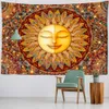 Tapisserier Psychedelic Sun and Moon Tapestry Wall Hanging Ins Style Japanese Relief målning Böhmen Heminredning