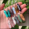 Pendentif Colliers Sier Couleur Cuivre Fil Wrap Pierre Naturelle Pendum Reiki Guérison Cristal Collier Hexagonal Améthyste Rose Quartz Cha Dhfiz