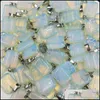 Charms Natural Stone Rec Opal Quartz Tigers Eye Turquoise Crystal Pendants Clear Gem Fit Necklace Making Assorted Drop Delivery Jewe Dhzs2