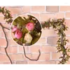 Dekorativa blommor Bröllopsdekoration Artificial Fake Silk Rose Flower Vine Hanging Garland Valentine's Day Home Decor för Xmas 170cm