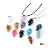 Pendant Necklaces Natural Crystal Rose Quartz Stone Carved Skl Heads Shape Necklace Chakra Healing Jewelry For Women Men Dhseller201 Dhyum