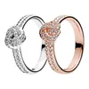 18K Rose Gold Shimmering Knot Ring for Pandora 925 Sterling Silver Wedding designer Jewelry For Women Girlfriend Gift luxury Heart Rings with Original Box