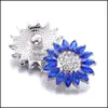 Charms Hurtowa snap guzika biżuteria Kryształowy słonecznikowy rhineston 18 mm metalowe przyciski snapy