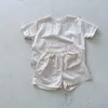 Kleidung Sets Koreanischen Stil Baby Kleidung Säuglings Top und Bottom Set Mädchen Zwei Stück Outfits Jungen Sommer 2023 Kinder Baumwolle trainingsanzug