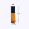 Perfume Bottle 50PCS 1ml 2ml 3ml 5ml 10ml Thin Glass Roll on Bottle Oil Vials with Roller Metal Glass Ball Sample Test Essential Amber 230217