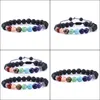 Charm Bracelets Natural Stone 7 Chakra Black Lava Tree Of Life Weave Aromatherapy Essential Oil Diffuser Bracelet For Women Men Drop Dhxtq