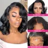 Peruca de cabelo humano sem tampa Body Wave Bob peruca 4x4 brasileira sem cola para mulheres fechamento pré-depilado pré-depilado