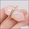 Charms Natural Stone Hexagon Rose Quartz Healing Reiki Crystal Pendant Diy Necklace Earrings Women Fashion Jewelry Dhseller2010 Drop Dhhfe