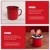 Cups Saucers 2pcs Enamel Mugs Vinatge Color Water Heat-resistant Small Coffee