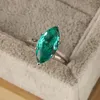 Cluster ringen Emerald S925 Sterling Silver Six Claw Ring European and American Simple Design Women's