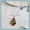 Pendant Necklaces Waterdrop Frame Inspired Abalone Shell Papper Leopard Leather Snakeskin Long Chain Sweater Necklace Geometric Wome Dheq2