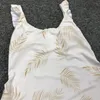 Kvinnors badkläder South Feather 2023 Leaf Print Bikinis Mujer Ruffle ett stycke baddräkt Kvinnor smält rygglös kvinnlig badkvinnor