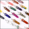 Pendant Necklaces Wholesale Assorted Rose Quartz Natural Stone Pendum Charms Hexagonal Pointed Healing Reiki Chakr Carshop2006 Drop Dhaaq