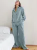 Damen-Nachtwäsche, Sumuyoo Frühling, Baumwolle, Temperament, Homewear-Set, Langarm-Shirt, lockere Hose, zweiteilig