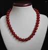 Pendant Necklaces Wholesale 14MM Natural Green / Red Jade Beads Necklace