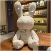 Gevulde Pluche Dieren Leuke Diamant Ingelegd Konijn Speelgoed 38Cm Bunny Diy Doll Ornament Creatieve Geschenken Begeleiden Xmas Verjaardag Voor Chil Dhhcz