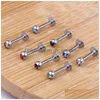 Labret Lip Piercing Jewelry Labret Bar 도매 100pcs/lot Mix 10 색 6/8/10/12mm 스테인레스 스틸 코 눈썹 린 DHGARDEN DHMFS