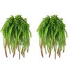 Decorative Flowers Real Touch Artificial Air Grass Green Leaves Home Outdoor Decoration Wall Hanging Plant Fake 2 Pcs