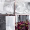 Depolama Çantaları 100 PCS Saf Alüminyum Gözyaşı Notch Stand Up Torba Su Geçirmez Yeniden Kullanılabilir Şeker Fasulyesi Sıvı Fındık Fındık Yiyecek Poşetleri