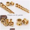 Plugs Tunnels 100Pcs/Lot Mix 7 Size Body Jewelry Gold Stainless Steel Screw Ear Plug Flesh Tunnel Drop Delivery Dhgarden Dhqws