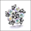 Chiusure Ganci All'ingrosso Trendy Cristallo Strass Fiore Bottoni a pressione Chiusura 18Mm Metallo Decorativo Zircone Pulsante Charms Per Fai Da Te Snap Dhiev