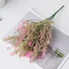 Dekorativa blommor konstgjorda plast lämnar rosa sjöhäst hippocampus gräs falska växter bröllop hem dekoration arrangemang tillbehör