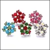 Chiusure Ganci All'ingrosso Trendy Cristallo Strass Fiore Bottoni a pressione Chiusura 18Mm Metallo Decorativo Zircone Pulsante Charms Per Fai Da Te Snap Dhiev