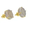 Boucles d'oreilles à clous pour hommes, 14mm, Micro pavé scintillant, clair, Cz, points ronds, garçon, Hip Hop, mode, boucle d'oreille à vis