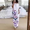 Casual Dresses Butterfly Print Pocket Design Dress Long Loose Spring Summer Slash Neck Maxi Vestidos Boho Streetwear