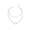 Pendentif Colliers Collier rond minimaliste pour femmes Couleur Or Clavicule Chaîne courte Bijoux de mode Déclaration Fille Cadeau