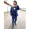 Fashion Boy Suit Formal Wedding Tuxedo Jacket Pants Vest 3 Pieces Set Kids Clothes Party Child Blazer