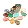 Charms naturliga stenh￤nge vatten droppformh￤ngen agater/ roskvartz/ tiger ￶ga f￶r halsband smycken tillverkning 3.5x2.4x0.7cm Deliv DHW0D