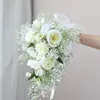 Decoratieve bloemen Wedding Bruid met Europese stijl White Rose Bouquet Pography Po Props Simulation Calla Lily Flower Art