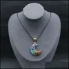 Pendentif Colliers Enduit Résine Colorf Pierre Perles Croissant De Lune Collier Bijoux De Guérison Pour Hommes Corde Carshop2006 Drop Livraison Penda Dhvum