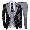 Abiti da uomo Blazer Abiti formali da uomo Abiti da sposo Smoking Blu royal Risvolto con visiera Giacca nera Gilet Pantaloni Slim Fit Wear Custom Made