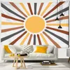 Tapissries Boho Sun Målning Tapestry Wall Hanging Ins Minimalist Art Hippie Tapiz Psychedelic Witchcraft Girl Room Decor