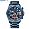 Armbanduhren CRRJU Herrenuhr Top Mode Blau Quarz Herrenuhren Chronograph Sport Armbanduhr Mann Edelstahl Datum Uhr