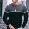 Men's Sweaters Men Casual Slim Round Neck Knit Sweater Jumper Long Sleeve Autumn Winter Warm Pullover Color-blocking Bottoming Shirt A50