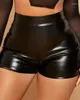 Kvinnors shorts Kvinnor 2023 Spring Fashion Pu Leather Sexig hög midja slätt över knä Skinny Daily Woman kläder