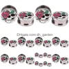 Plugs Tunnels Rose And Sugar Skl Logo Ear 516Mm Plug Tunnel Gioielli estivi Orecchini Calibri Piercing Drop Delivery Body Dhgarden Dhr1U