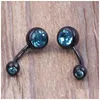 Nombril Bell Button Rings Belly Ring 50Pcs / Lot Mix 5 Couleurs Anodisé Noir En Acier Inoxydable Corps Piercing Bijoux Double Gem D Dhgarden Dheii