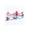 Navel Bell Button Rings Wholesale 100Pcs Chirstmas Steel Bar Mixed Color Belly Ring With Pearl Ball Body Jewelry Pierce Dro Dhgarden Dhcjv