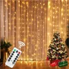 Strings 118x118 Inch 300 Lights Copper Wire Curtain String Light Girl Heart Room Decoration Lamp USB Remote Control