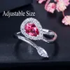 Anneaux de mariage Mode Grande goutte d'eau Bleu Rose Vert Zircon Bague pour les femmes Ouverture Redimensionnable Engagement Party Club CZ Stone Edwi22