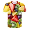 Heren t shirts 2023 est zomer fruit druif aardbeien lemon 3d printing t-shirt heren dames casual grappige t-shi