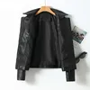 Kvinnorjackor 2023 Spring Autumn Women Jacket Fashion Motor Pu Leather Turn-Down Collar dragkedja Slim Fit Kpop Coat