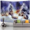 Tapisseries Arbre de Noël Bonhomme de neige Tapisserie Tenture murale Scène de neige naturelle Dessin animé Peinture à l'huile Esthétique Chambre Hippie Décor à la maison